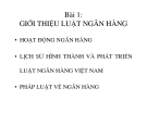 Bài 1: GIỚI THIỆU LUẬT NGÂN HÀNG