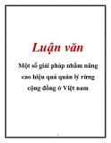 Luận văn: Một số giải pháp nhằm nâng cao hiệu quả quản lý rừng cộng đồng ở Việt nam