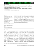 Báo cáo khoa học: Recent insights into cerebral cavernous malformations: the molecular genetics of CCM