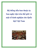 Hệ thống tiểu ban thuộc ủy ban nghị viện trên thế giới và một số kinh nghiệm cho Quốc hội Việt Nam