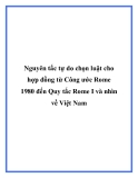 Nguyên tắc tự do chọn luật cho hợp đồng từ Công ước Rome 1980 đến Quy tắc Rome I và nhìn về Việt Nam