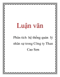 Luận văn: Phân tích hệ thống quản lý nhân sự trong Công ty Than Cao Sơn