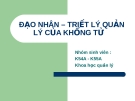 ĐẠO NHÂN – TRIẾT LÝ QUẢN LÝ CỦA KHỔNG TỬ