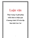 Luận văn: Thực trạng và giải pháp triển khai có hiệu quả Chương trình 135 trên địa bàn tỉnh Lào Cai