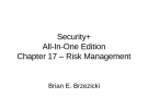 Chapter 17 – Risk Management