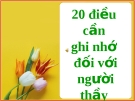 20 điều cần ghi nhớ đối với người thầy