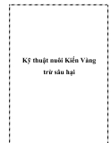 Kỹ thuật nuôi Kiến Vàng trừ sâu hại