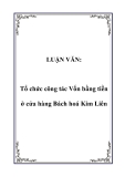 LUẬN VĂN:  Tổ chức công tác Vốn bằng tiền ở cửa hàng Bách hoá Kim Liên