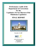Performance Audit of the Department of Corrections for the Legislative Service Bureau of the Oklahoma Legislature