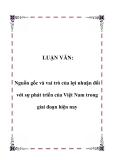 LUẬN VĂN:  Nguồn gốc và vai trò của lợi nhuận đối với sự phát triển của Việt Nam trong giai đoạn hiện nay