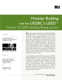 Modular Building  and the USGBC’s LEED™  Version 3.0 2009 Building Rating System