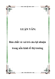 LUẬN VĂN:  Bản chất và vai trò của lợi nhuận trong nền kinh tế thị trường