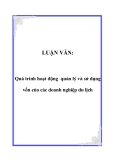 LUẬN VĂN:  Quá trình hoạt động quản lý và sử dụng vốn của các doanh nghiệp du lịch