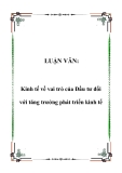 LUẬN VĂN:  Kinh tế về vai trò của Đầu tư đối với tăng trưởng phát triển kinh tế