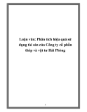 Luận văn: Phân tích hiệu quả sử dụng tài sản của Công ty cổ phần thép và vật tư Hải Phòng