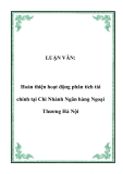 LUẬN VĂN:  Hoàn thiện hoạt động phân tích tài chính tại Chi Nhánh Ngân hàng Ngoại Thương Hà Nội