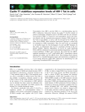 Báo cáo khoa học: Cyclin T1 stabilizes expression levels of HIV-1 Tat in cells