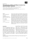 Báo cáo khoa học: Thermodynamic stability and folding of proteins from hyperthermophilic organisms