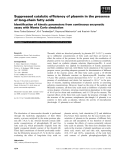 Báo cáo khoa học: Suppressed catalytic efﬁciency of plasmin in the presence of long-chain fatty acids Identiﬁcation of kinetic parameters from continuous enzymatic assay with Monte Carlo simulation