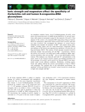 Báo cáo khoa học: Ionic strength and magnesium affect the speciﬁcity of Escherichia coli and human 8-oxoguanine-DNA glycosylases