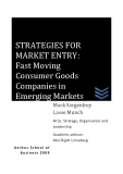 STRATEGIES FOR  MARKET ENTRY:  Fast Moving  Consumer Goods  Companies in  Emerging Markets 