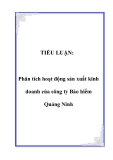 TIỂU LUẬN:  Phân tích hoạt động sản xuất kinh doanh của công ty Bảo hiểm Quảng Ninh