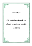 TIỂU LUẬN:  Các hoạt động sản xuất của công ty cổ phần chế tạo điện cơ Hà Nội