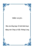 TIỂU LUẬN:  Báo cáo tổng hợp về tình hình hoạt động của Công ty Giầy Thăng Long