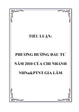 TIỂU LUẬN:  PHƯƠNG HƯỚNG ĐẦU TƯ NĂM 2010 CỦA CHI NHÁNH NHNo&PTNT GIA LÂM