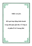 TIỂU LUẬN:  Kết quả hoạt động kinh doanh trong thời gian gần đây về Công ty cổ phần Ô tô Trương Hải