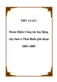 Tiểu luận: Hoàn thiện Công tác lao động việc làm ở Thái Bình giai đoạn 2001-2005