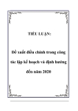 TIỂU LUẬN:  Đề xuất điều chỉnh trong công tác lập kế hoạch và định hướng đến năm 2020