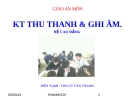 Giáo án môn Thu thanh và ghi âm