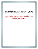 KẾ HOẠCH KIỂM TOÁN NỘI BỘ QUỸ TÍN DỤNG NHÂN DÂN CƠ SỞ HÙNG TIẾN