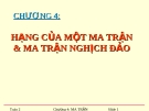 đại số tuyến tính - chương 4 Hạng của một ma trận và ma trận nghịch đảo