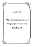 LUẬN VĂN:  Nhận xét và đánh giá chung về Công ty vật tư và xuất nhập khẩu hoá chất