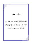 Tiểu luận phân tích:  Cơ sở lý luận triết học của đường lối công nghiệp hóa, hiện đại hoá ở Việt Nam trong thời kỳ quá độ