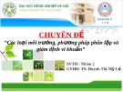 CHUYÊN ĐỀ“Các loại môi trường, phương pháp phân lập và giám định vi khuẩn”