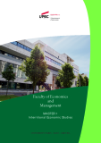 Faculty of Economics  and  Management: Interntional Economic Studies