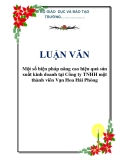 LUẬN VĂN: Một số biện pháp nâng cao hiệu quả sản xuất kinh doanh tại Công ty TNHH một thành viên Vạn Hoa Hải Phòng