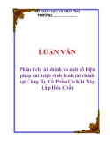 Luận văn đề tài :  Phân tích tài chính &  biện pháp cải thiện tình hình tài chính tại Công Ty Cổ Phần Cơ Khí Xây Lắp Hóa Chất