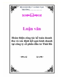  Luận văn: Hoàn thiện công tác kế toán doanh thu và xác định kết quả kinh doanh tại công ty cổ phần đầu tư Thái Hà