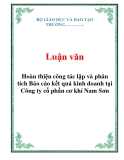  Luận văn: Hoàn thiện công tác lập và phân tích Báo cáo kết quả kinh doanh tại Công ty cổ phần cơ khí Nam Sơn