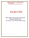 Luận văn Hoàn thiện công tác lập và phân tích Bảng cân đối kế toán tại công ty CP xe khách Thanh Long