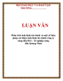 Luận văn: Phân tích tình hình tài chính và một số biện pháp cải thiện tình hình tài chính công ty xăng dầu B12 – Xí nghiệp xăng dầu Quảng Ninh