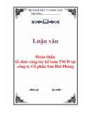 Luận văn: Hoàn thiện tổ chức công tác kế toán TSCĐ tại công ty Cổ phần Sơn Hải Phòng