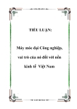 Tiểu luận đề tài :  Máy móc đại Công nghiệp, vai trò của nó đối với nền kinh tế Việt Nam