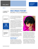 Who Speaks for Me? Ending Child Marriage