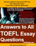 Sách Answers to All  TOEFL Essay  Questions 
