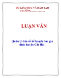 LUẬN VĂN: Quản lý dân số kế hoạch hóa gia đình huyện Cát Hải